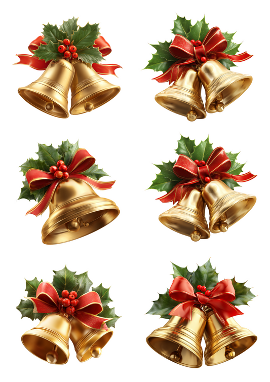 Rice Paper For Decoupage Christmas Bells Collage Cat. No. 4992