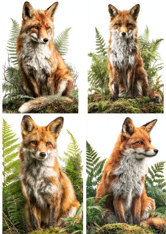 Rice Paper For Decoupage Fox Collage Cat. No. 4994