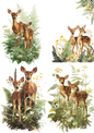 Rice Paper For Decoupage Deer Calves Collage Cat. No. 5001
