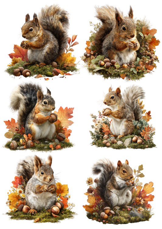 Rice Paper For Decoupage Squirrel Collage Cat. No. 5003
