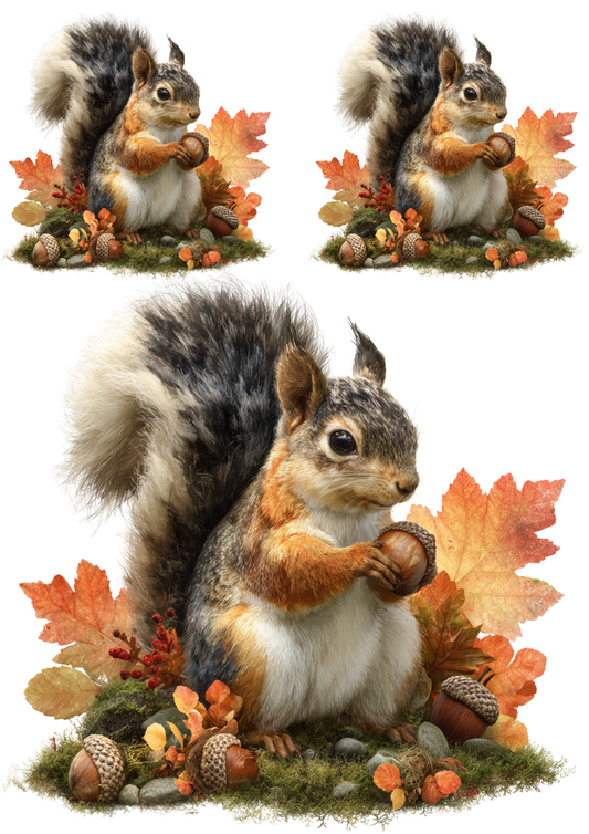 Rice Paper For Decoupage Squirrel Collage Cat. No. 5004