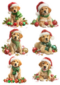 Rice Paper For Decoupage Labrador In Christmas Hat Collage Cat. No. 5012