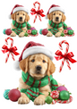 Rice Paper For Decoupage Labrador In Christmas Hat Collage Cat. No. 5013