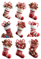 Rice Paper For Decoupage Christmas Stocking With Gifts Collage Cat. No. 5014