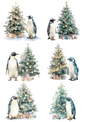 Rice Paper For Decoupage Penguins With Christmas Tree Collage Cat. No. 5024