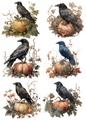 Rice Paper For Decoupage Ravens On Pumpkin Collage Cat. No. 5025
