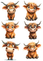 Rice Paper For Decoupage Young Highland Cow Collage Cat. No. 5029