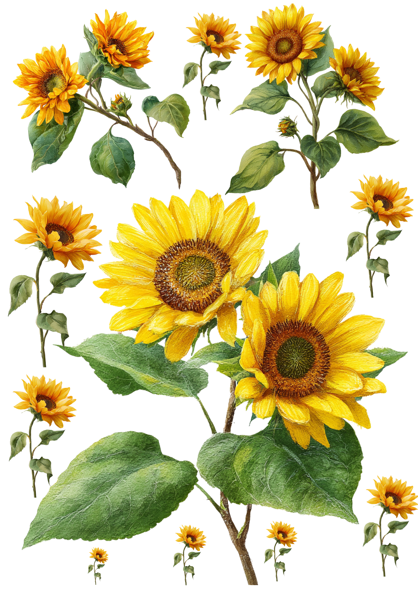 Rice Paper for Decoupage Sunflowers Collage Cat. No. 5034