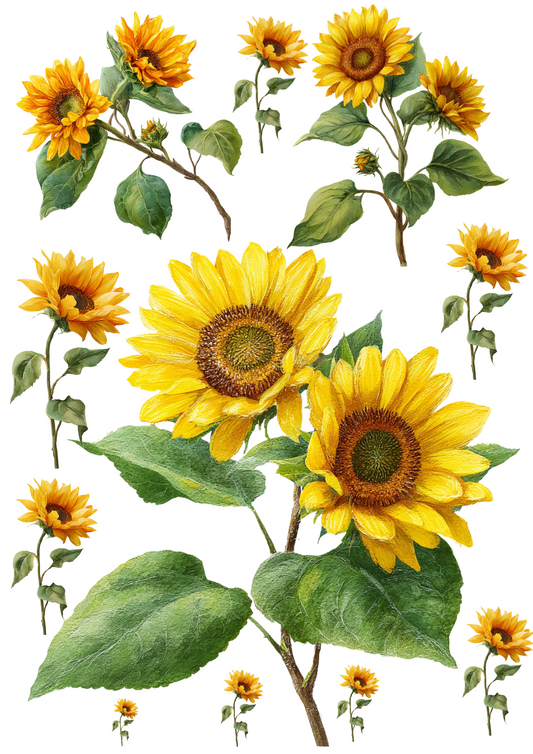 Rice Paper for Decoupage Sunflowers Collage Cat. No. 5034