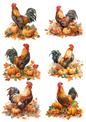 Rice Paper For Decoupage Rooster On Pumpkins Collage Cat. No. 5037