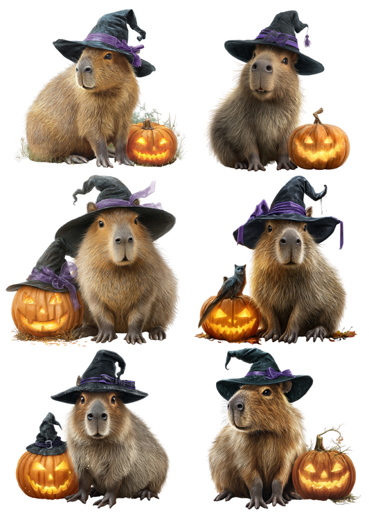 Rice Paper For Decoupage Capybara With Pumpkins Collage Cat. No. 5043