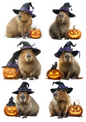 Rice Paper For Decoupage Capybara With Pumpkins Collage Cat. No. 5043