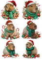 Rice Paper For Decoupage Capybara In Christmas Hat Collage Cat. No. 5045