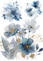 Rice Paper For Decoupage Abstract Blue Anemones Collage Cat. No. 5047