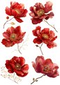 Rice Paper For Decoupage Abstract Red Anemones Collage Cat. No. 5052