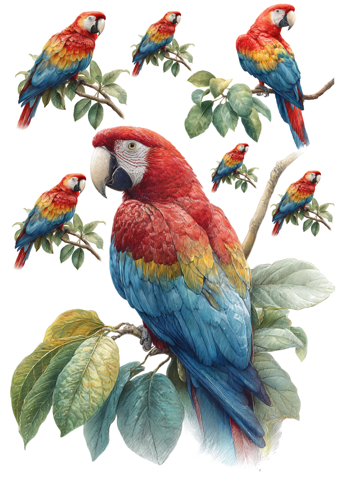 Rice Paper For Decoupage Macaw Parrot Collage Cat. No. 5059
