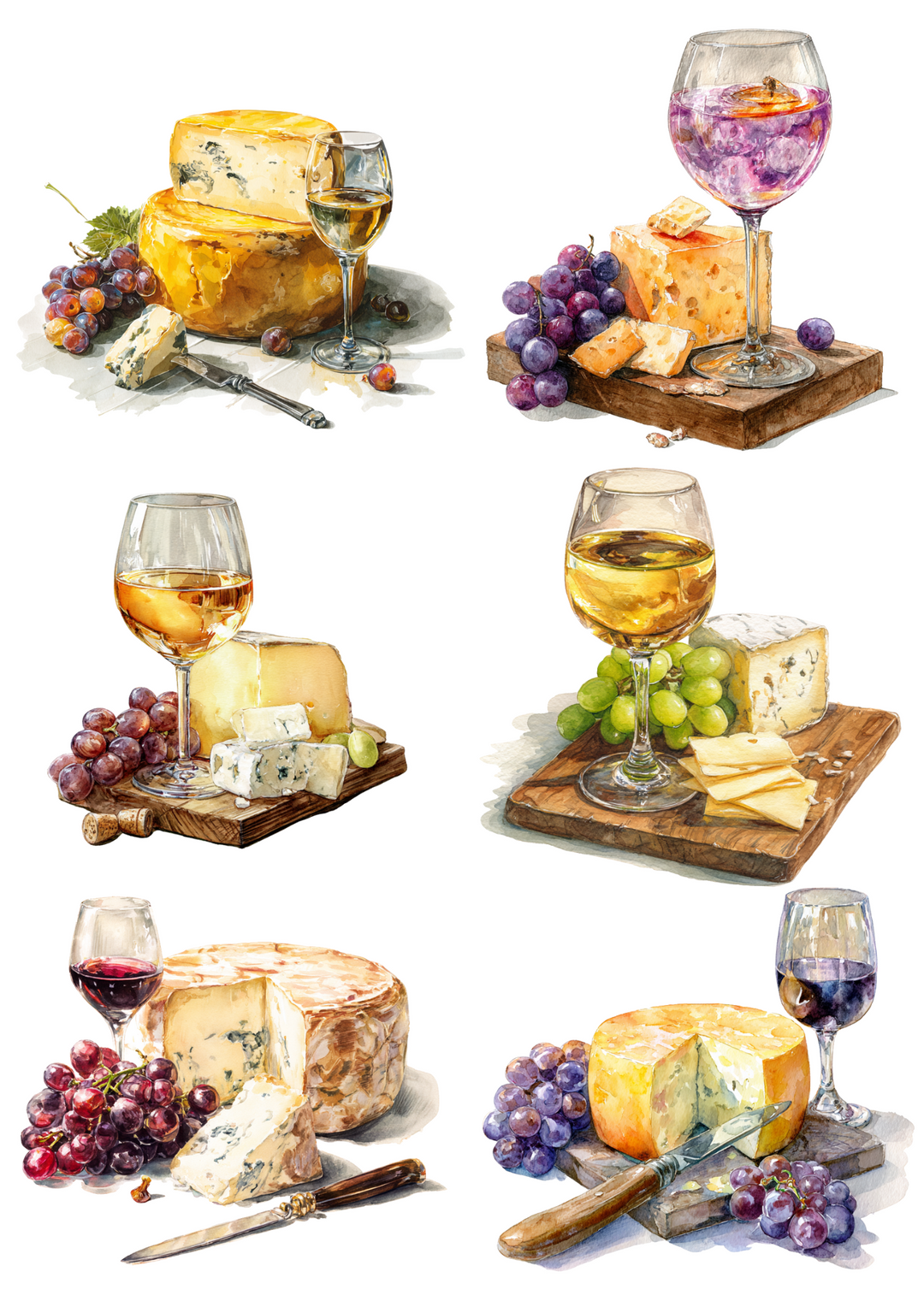 Rice Paper for Decoupage Wine, Cheese, Grapes Collage Cat. No. 5063