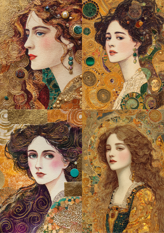 Rice Paper for Decoupage Portrait of a Woman by Gustav Klimt Collage Cat. No. 5072