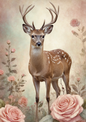 Rice Decoupage Paper Deer Background for Journaling Full Cat. No. 5076
