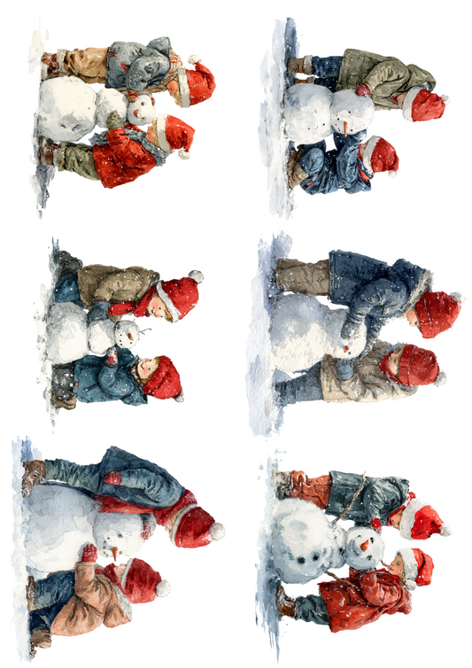 Rice Paper For Decoupage Children Are Making Snowman Collage Cat. No. 5093