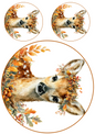 Rice Paper For Decoupage Little Deer In Autumn Circles Collage Cat. No. 5094