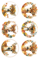 Rice Paper For Decoupage Little Deer In Autumn Circles Collage Cat. No. 5095