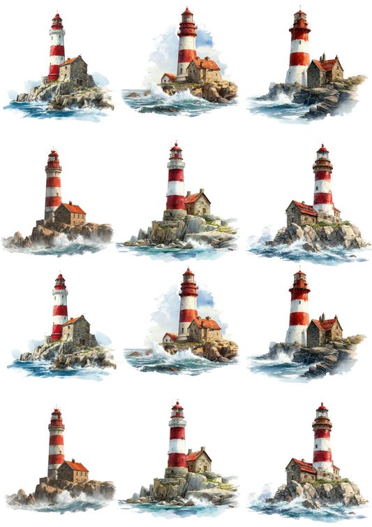 Rice Paper for Decoupage Lighthouse Collage Cat. No. 5098