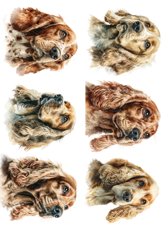 Rice Paper For Decoupage Cocker Spaniel Collage Cat. No. 5105
