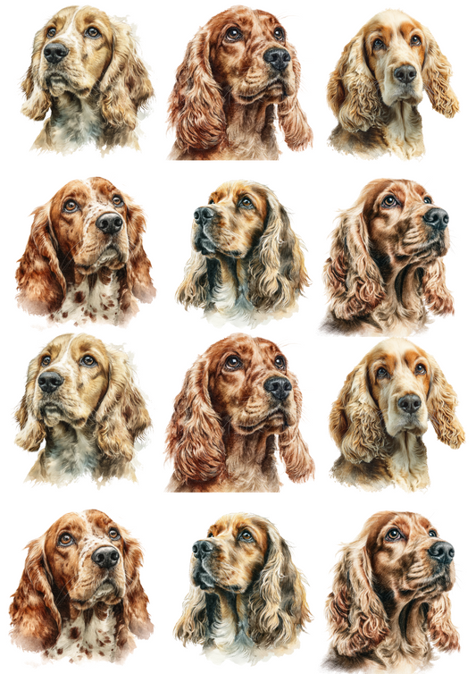 Rice Paper For Decoupage Cocker Spaniel Collage Cat. No. 5106