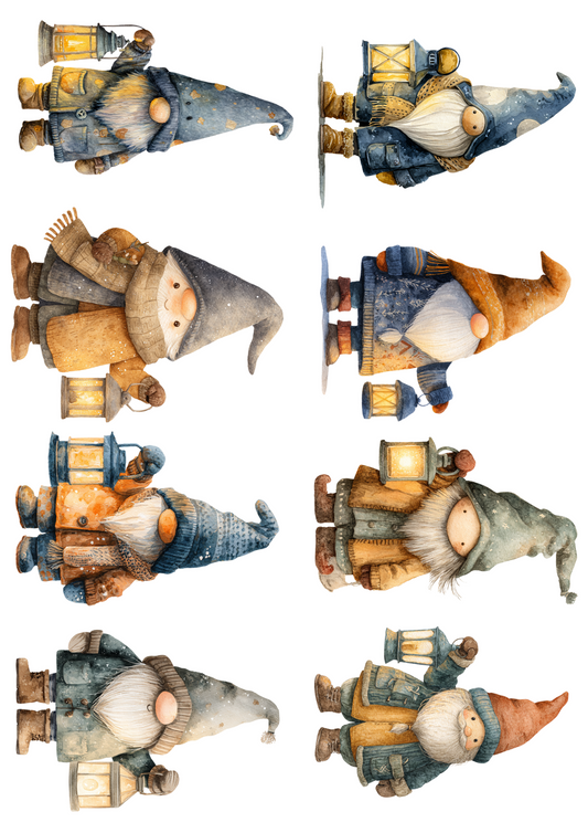 Rice Paper For Decoupage Leprechauns With Lanterns Collage Cat. No. 5110