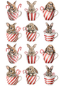 Rice Paper For Decoupage Bunny in a Cup Collage Cat. No. 5113