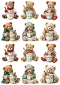 Rice Paper For Decoupage Teddy Bear With Hot Chocolate Collage Cat. No. 5120