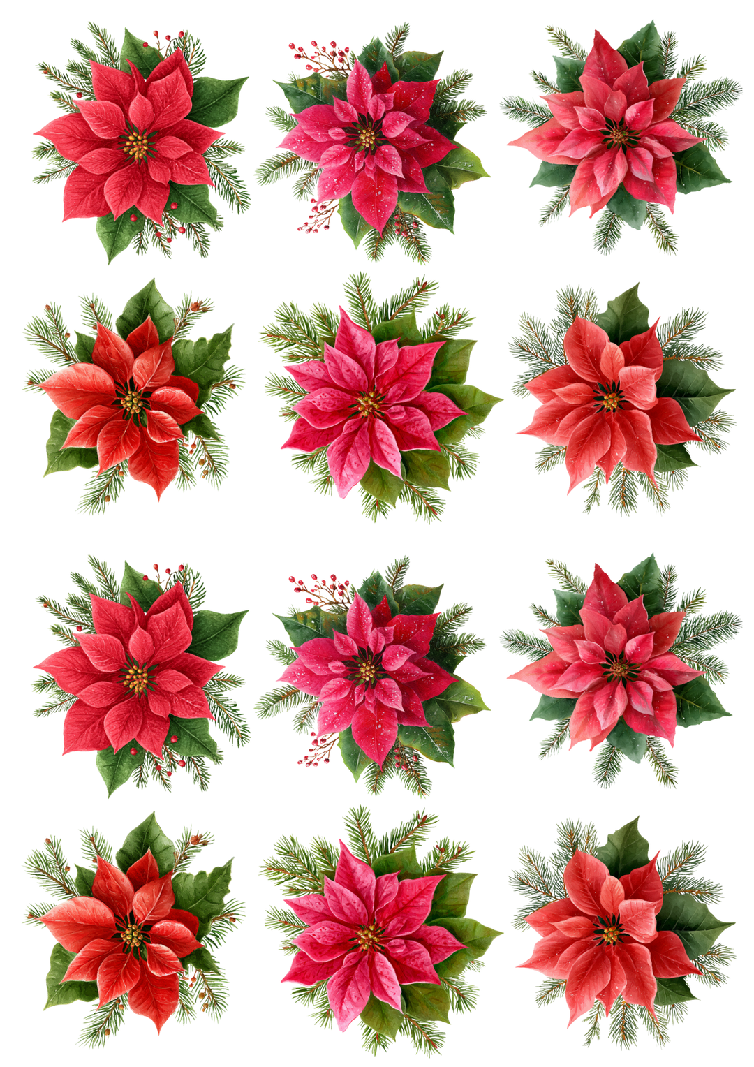 Rice Paper For Decoupage Poinsettia Collage Cat. No. 5122