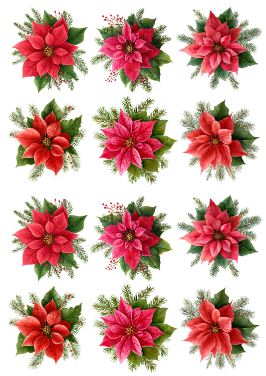 Rice Paper For Decoupage Poinsettia Collage Cat. No. 5122