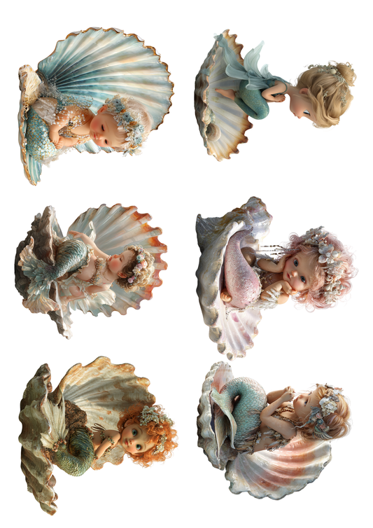 Rice Paper for Decoupage Little Mermaids Collage Cat. No. 5123
