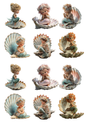 Rice Paper for Decoupage Little Mermaids Collage Cat. No. 5124