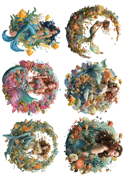 Rice Paper For Decoupage Mermaid Collage Cat. No. 5125