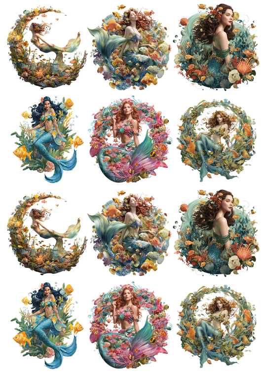 Rice Paper For Decoupage Mermaid Collage Cat. No. 5126