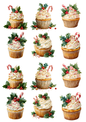 Rice Paper For Decoupage Christmas Cupcakes Collage Cat. No. 5137