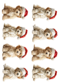 Rice Paper For Decoupage Maltese Dogs in Christmas Hat Collage Cat. No. 5142