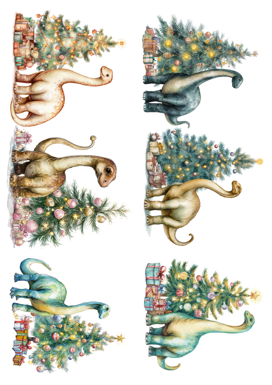 Rice Paper For Decoupage Dinosaurs at the Christmas Tree Collage Cat. No. 5150