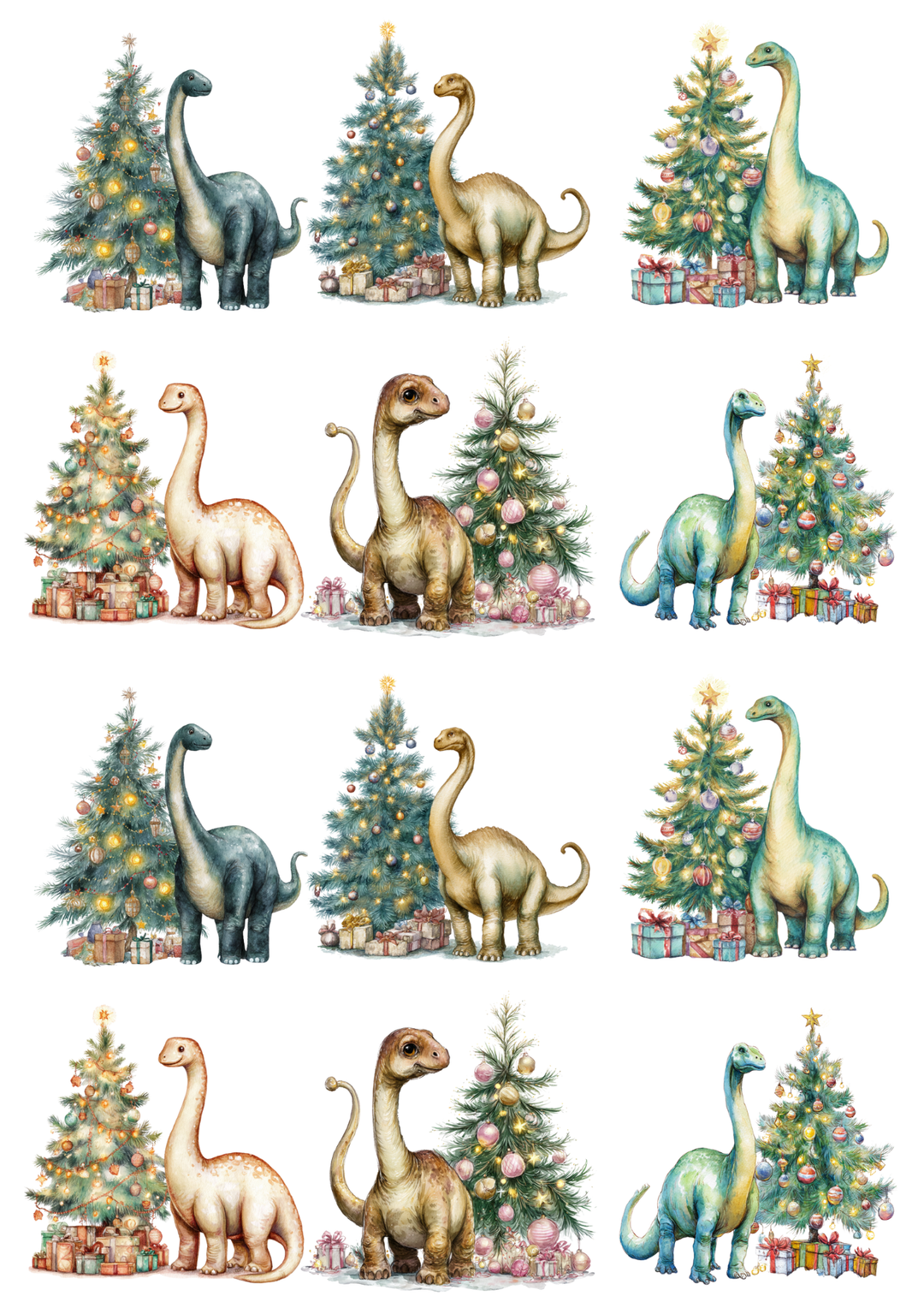 Rice Paper For Decoupage Dinosaurs at the Christmas Tree Collage Cat. No. 5151