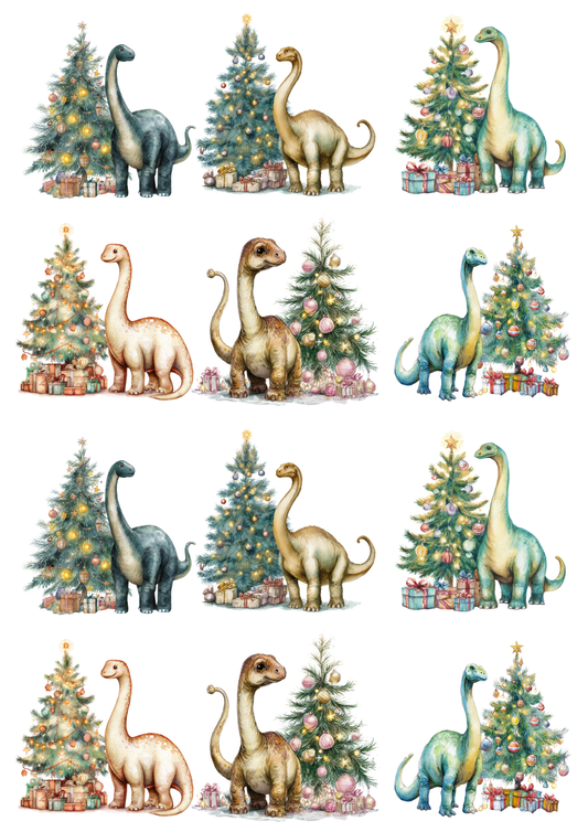 Rice Paper For Decoupage Dinosaurs at the Christmas Tree Collage Cat. No. 5151