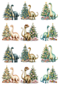 Rice Paper For Decoupage Dinosaurs at the Christmas Tree Collage Cat. No. 5151