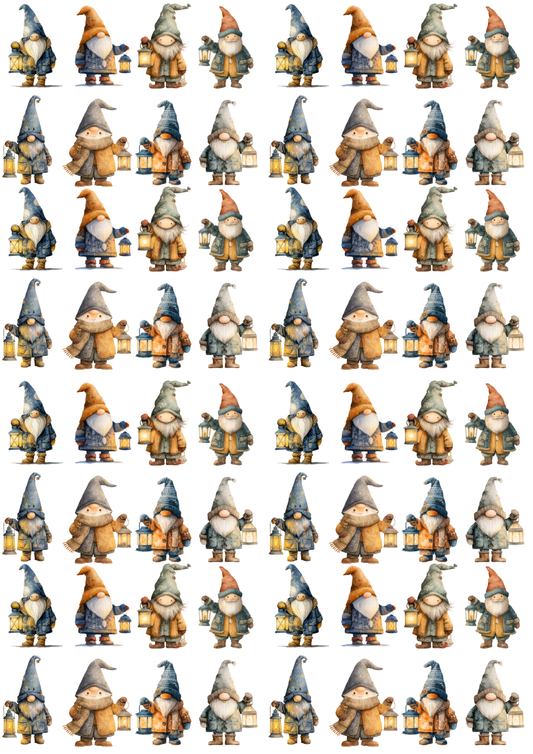 Rice Paper For Decoupage Leprechauns With Lanterns Collage Cat. No. 5161