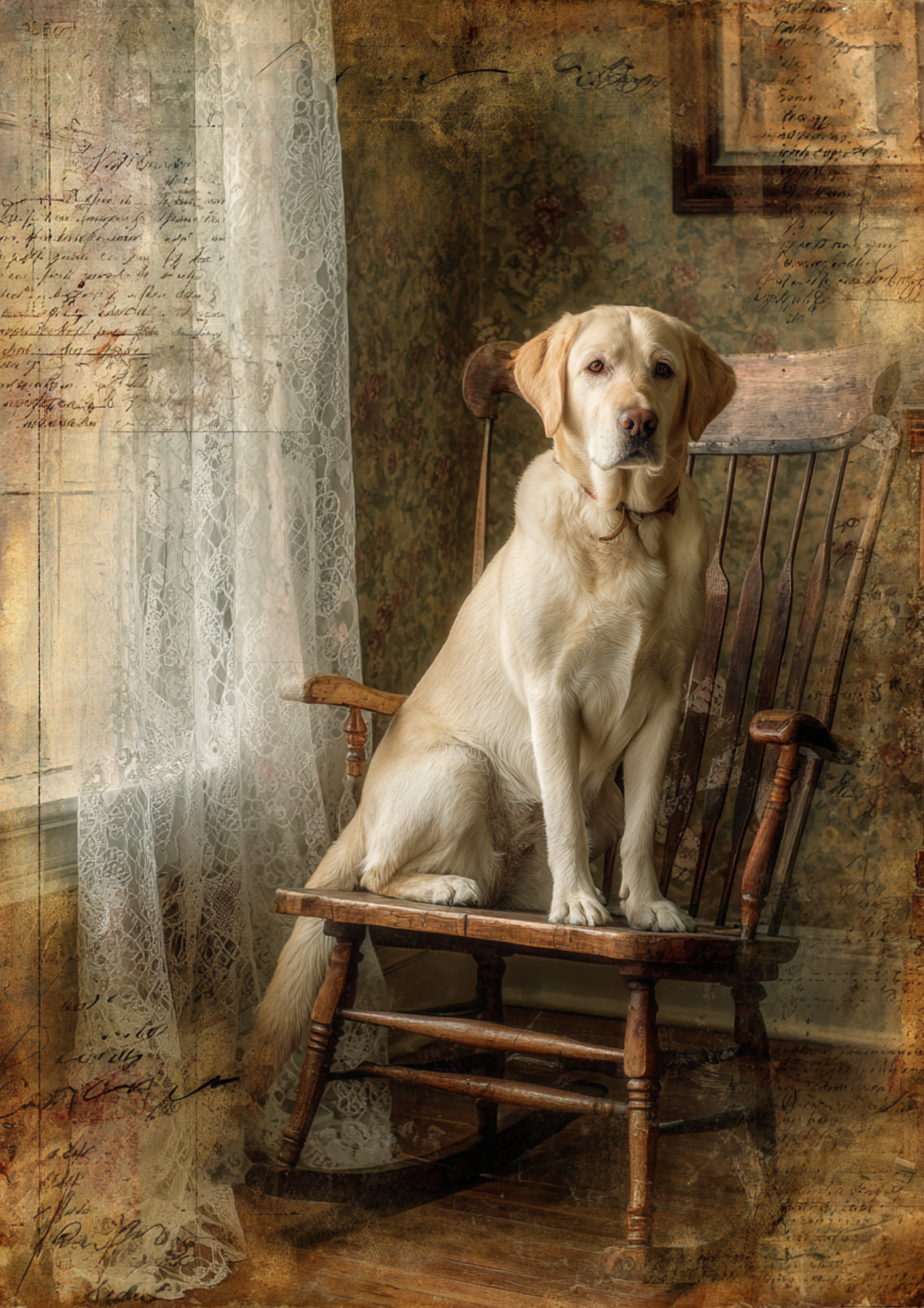Rice Paper For Decoupage Labrador On A Rocking Chair Full Cat. No. 5164