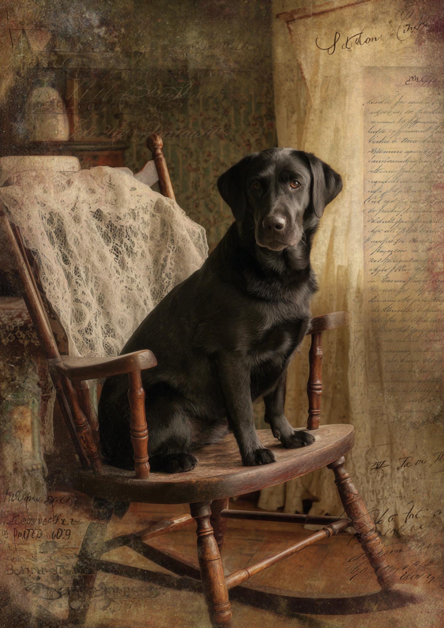 Rice Paper For Decoupage Labrador On A Rocking Chair Full Cat. No. 5166