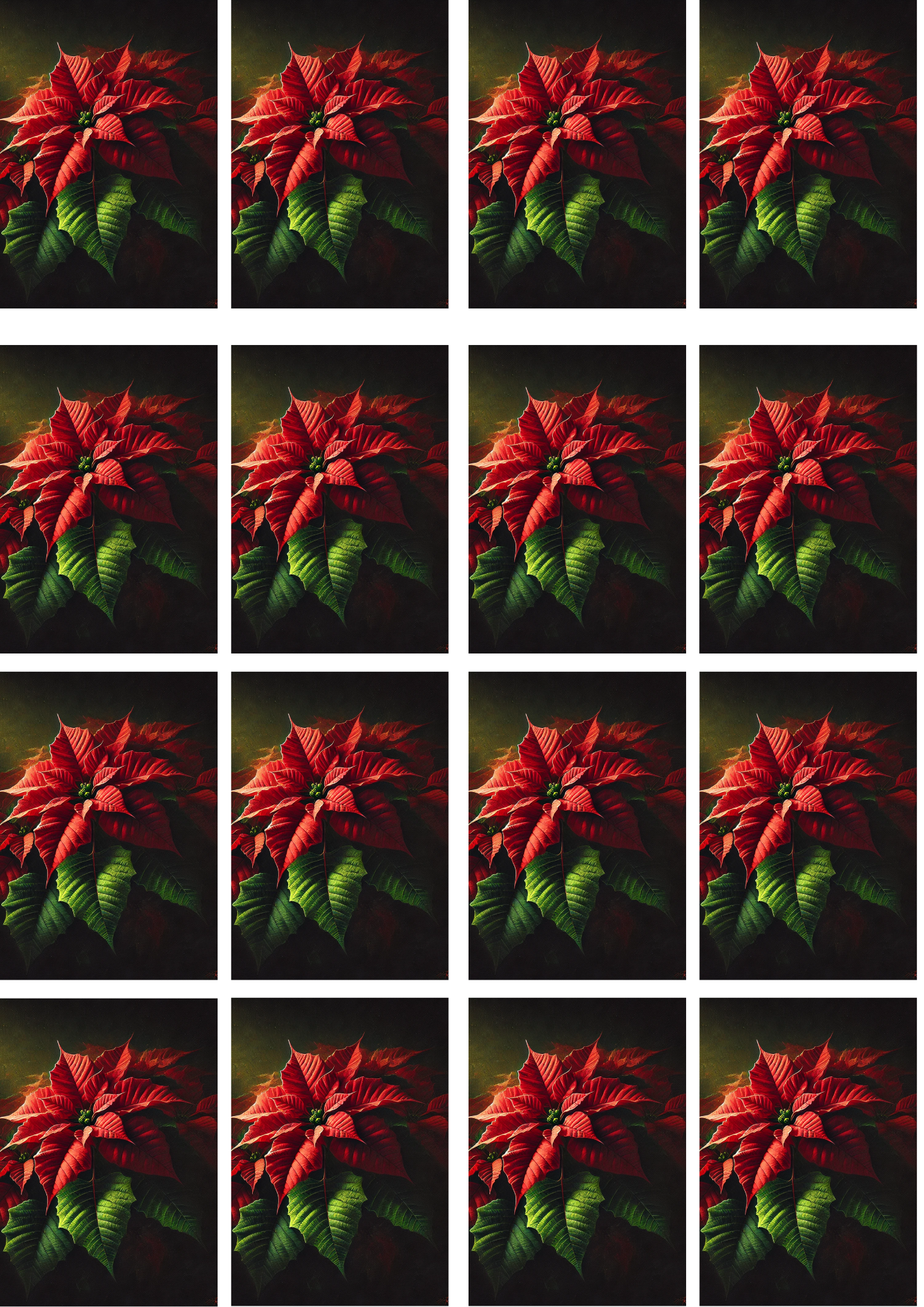 Rice Paper For Decoupage Poinsettia On Black Background Collage 12 Cat. No. 5171