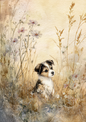 Rice Paper For Decoupage Puppy In Cereal Background For Journaling Full Cat. No. 5182