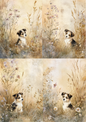 Rice Paper For Decoupage Puppy In Cereal Background For Journaling Collage Cat. No. 5183